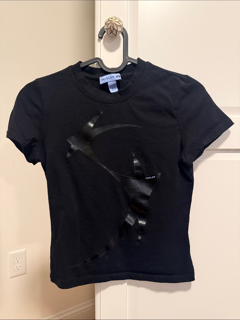 MUGLER x H&M Black Graphic Logo Tee size xs